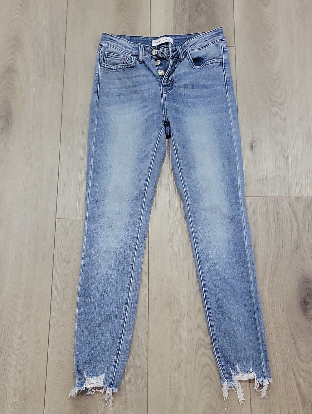 Flying Monkey Light Blue Distressed Skinny Jeans